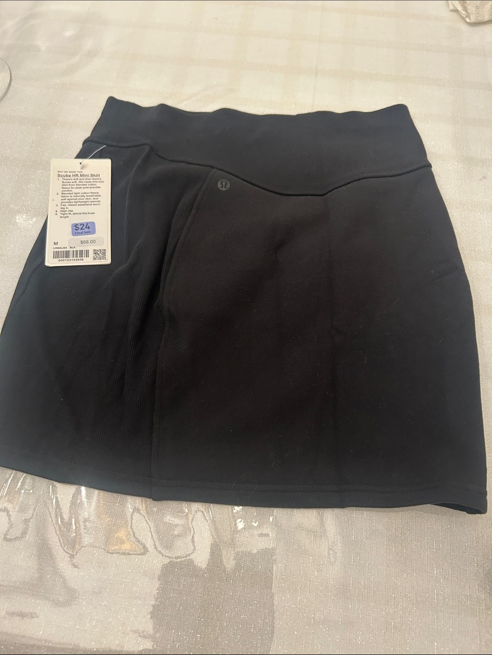 lululemon athletica black Scuba active mini skirt (M) new with tag